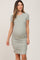 Light Olive Ribbed Ruched Maternity Fitted Dress