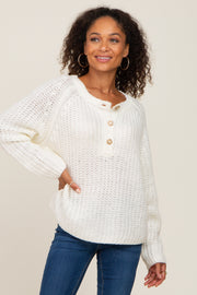 Ivory Open Knit Button Front Sweater