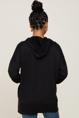 Black Snap Front Button Hoodie