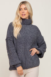 Charcoal Soft Chenille Turtle Neck Sweater