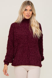 Burgundy Soft Chenille Turtle Neck Sweater