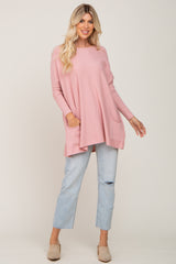Pink Pocketed Dolman Top