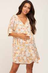 Sage Floral Short Sleeve Maternity Dress