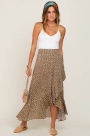 Olive Floral Ruffle Wrap Skirt