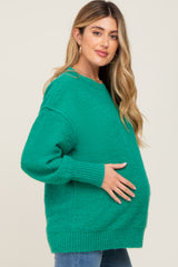 Green Fuzzy Knit Maternity Sweater