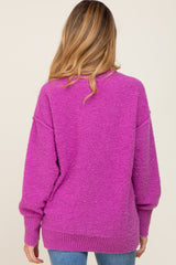 Magenta Fuzzy Knit Maternity Sweater