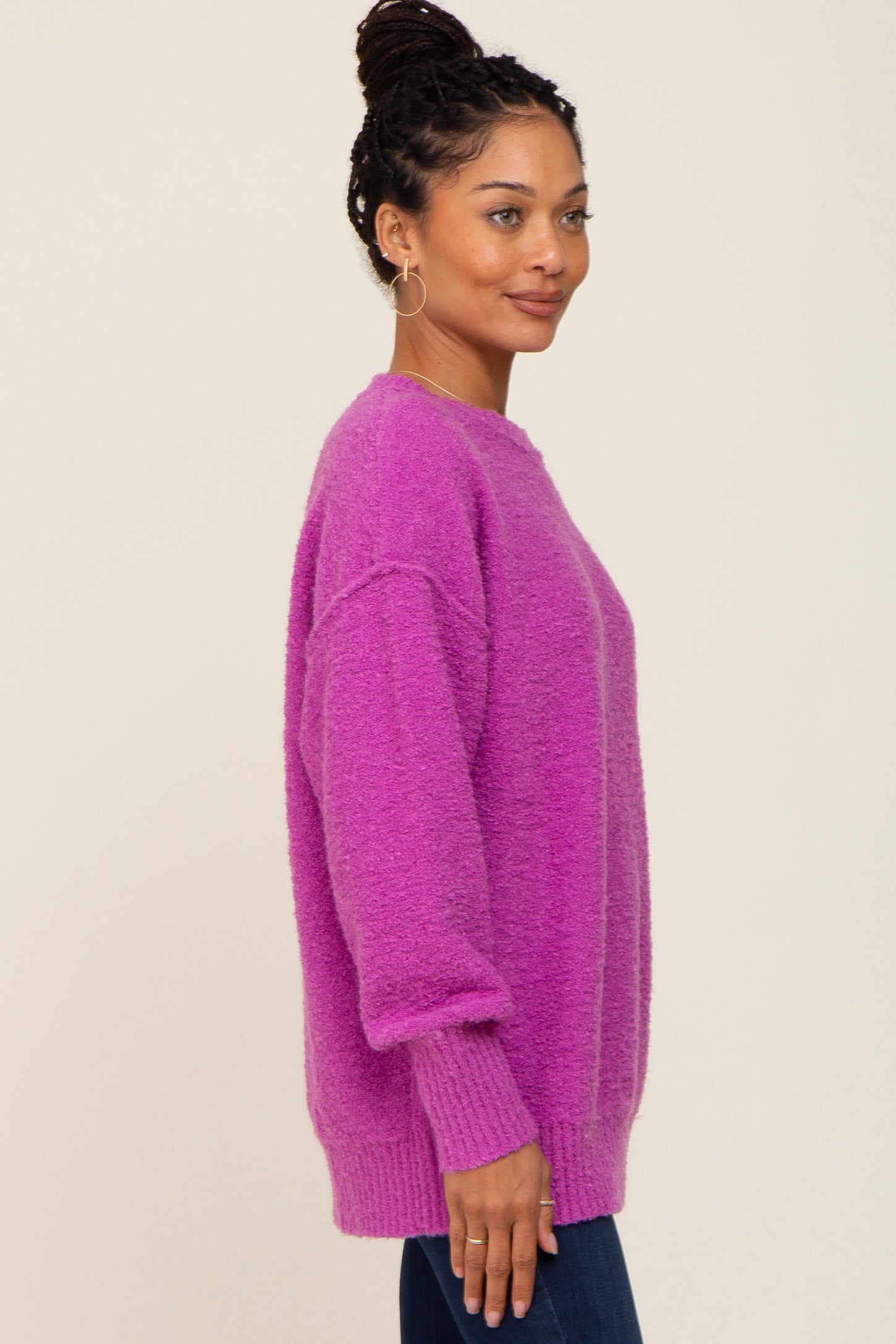Magenta Fuzzy Knit Sweater