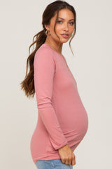 Mauve Basic Long Sleeve Maternity Top