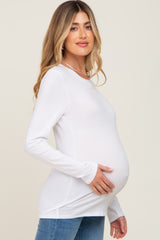 Ivory Basic Long Sleeve Maternity Top