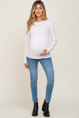 Ivory Basic Long Sleeve Maternity Top