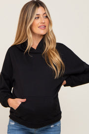 Black Heathered Hooded Maternity Sweatshirt