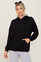 Black Heathered Hooded Sweatshirt