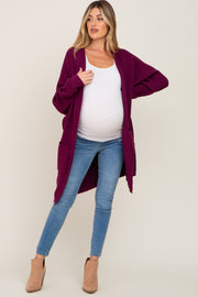 Plum Pocketed Knit Maternity Cardigan