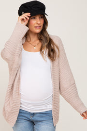Beige Soft Knit Dolman Sleeve Maternity Cardigan
