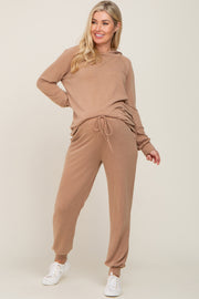 Camel Hoodie and Jogger Maternity Set