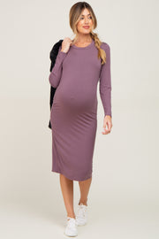 Mauve Basic Maternity Midi Dress