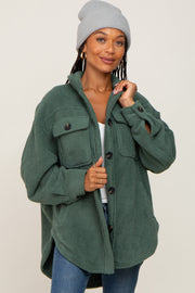 Forest Green Fleece Shirt Jacket