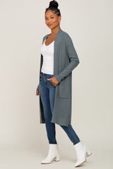 Olive Open Front Long Cardigan