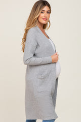Heather Grey Ribbed Maternity Cardigan