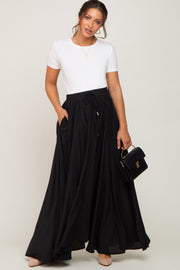 Black Tassel Maternity Maxi Skirt