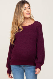 Plum Popcorn Knit Raglan Maternity Sweater