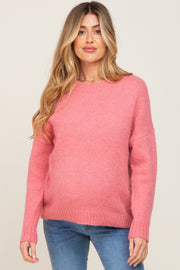 Pink Chunky Knit Maternity Sweater