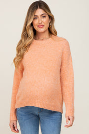 Orange Chunky Knit Maternity Sweater