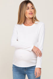 Ivory Ribbed Basic Long Sleeve Maternity Top