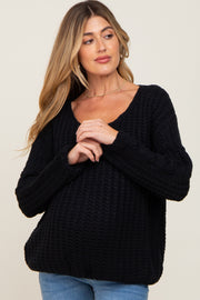 Black Chunky Knit Maternity Sweater