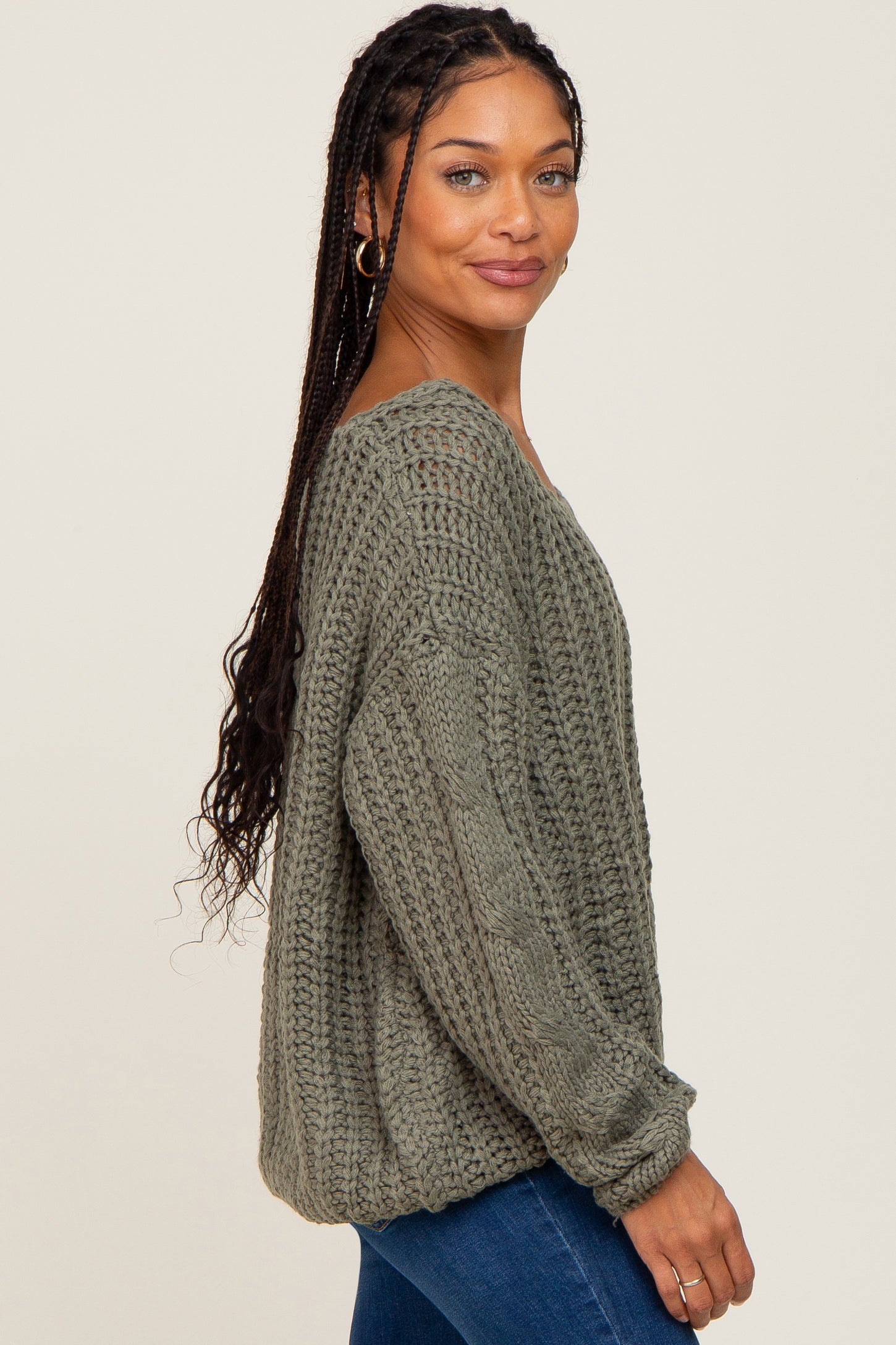 Olive Chunky Knit Sweater