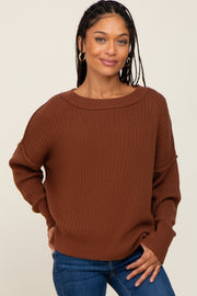 Brown Ribbed Sweater