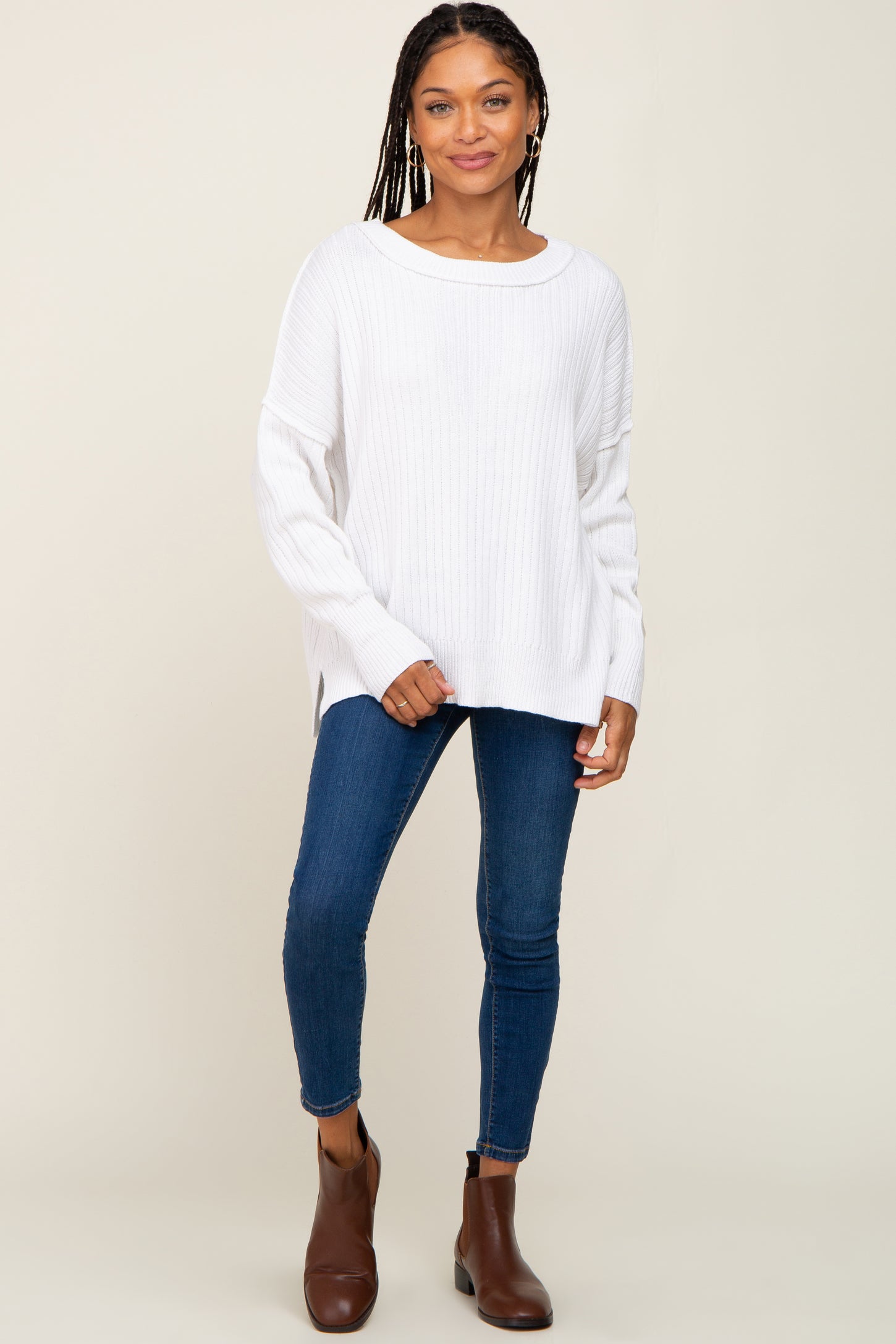 Ivory Ribbed Sweater