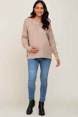 Taupe Ribbed Maternity Sweater