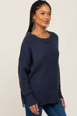 Navy Blue Ribbed Sweater