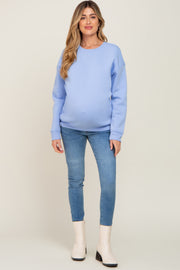 Light Blue Basic Maternity Sweatshirt