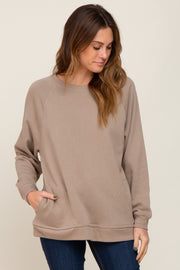 Taupe Pullover Basic Sweatshirt