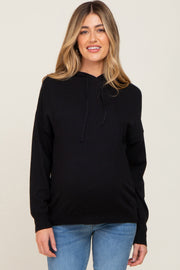 Black Knit Maternity Hooded Long Sleeve Top