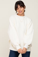 Ivory Ribbed Knit Long Sleeve Maternity Sweater