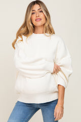 Ivory Ribbed Knit Long Sleeve Maternity Sweater