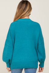 Turquoise Ribbed Knit Long Sleeve Maternity Sweater