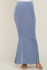 Blue Stretch Knit Maxi Skirt