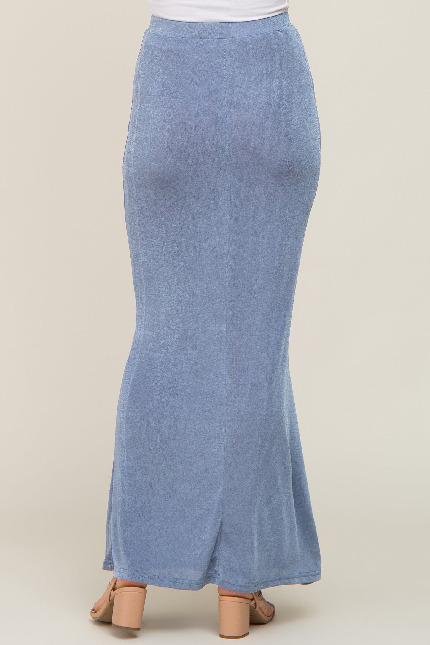 Blue Stretch Knit Maxi Skirt