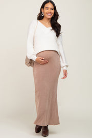 Mocha Stretch Knit Maternity Maxi Skirt