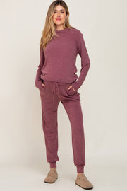 Plum Hoodie and Jogger Maternity Set
