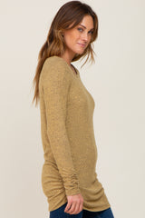 Yellow Brushed Knit Ruched Top