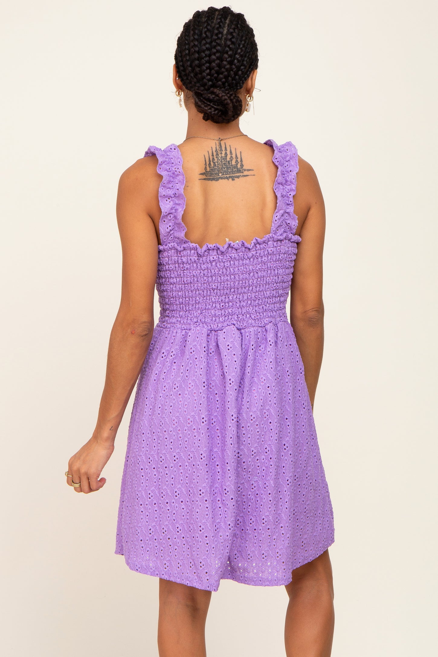 Lavender Smocked Eyelet Dress