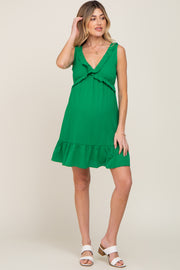 Green Ruffle Sleeveless Maternity Mini Dress