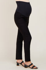Black Stretchy Slim Fit Crop Maternity Dress Pants