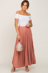 Mauve Pleated Maternity Maxi Skirt