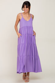 Lavender Tiered Sleeveless Maxi Dress